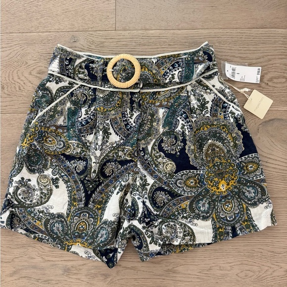 NWT Magaschoni Women’s Linen Paisley Print Shorts Size 6 - Picture 1 of 8